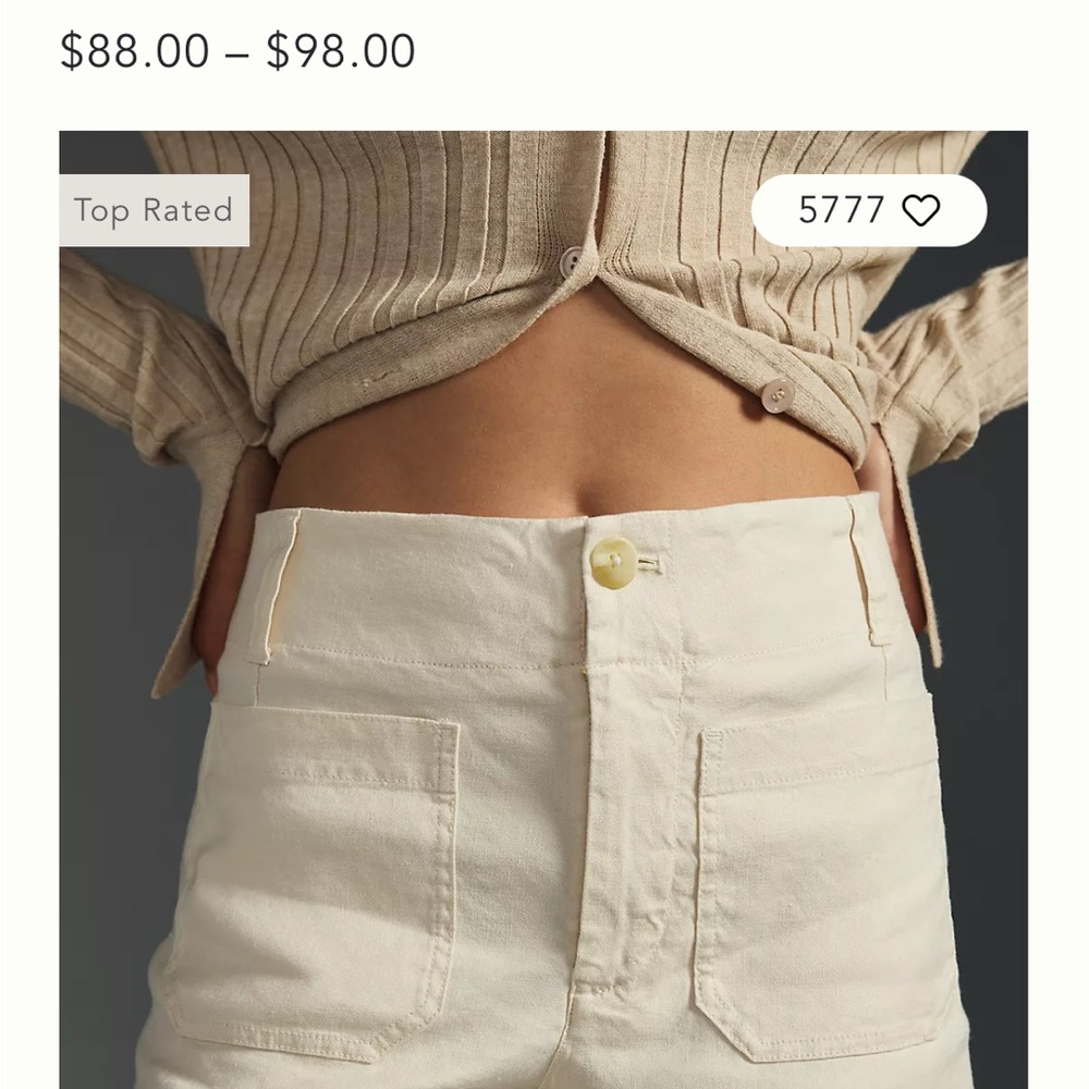Collette Anthropologie Maeve Cream High Waist Tailored Shorts